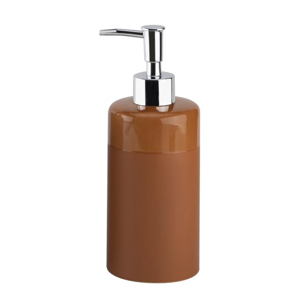 Round Ceramic Body Lotion Dispenser With Light Top Band And Mat Body Black Soap And Lotion Dispenser 1pcs