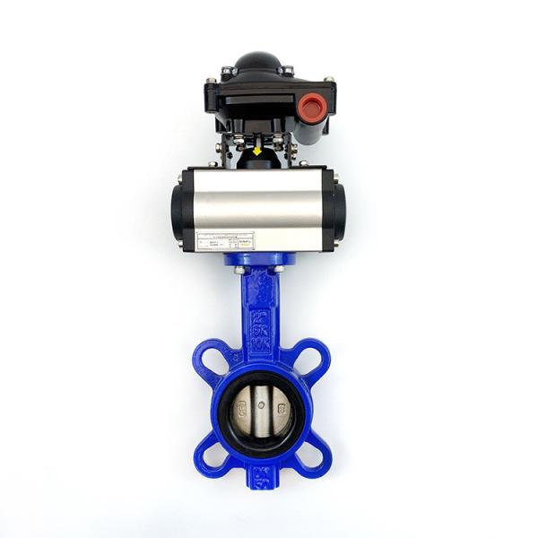DN50 Water Wafer Butterfly Valves With NBR Sealing Material And Pneumatic Actuator