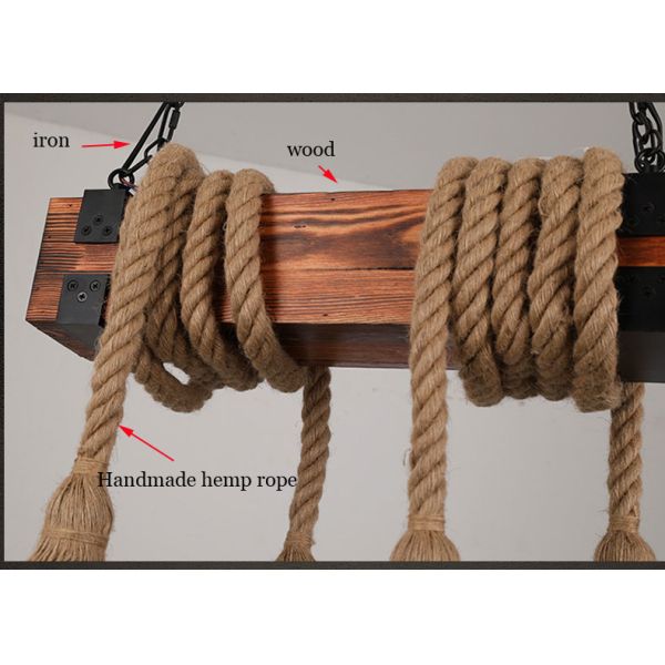 Vintage Loft Industrial Wooden Chandelier Restaurant Lighting Lamp Bar Coffee Bar  Rope Chandelier(WH-VP-219)