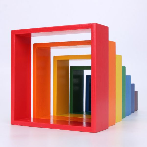 Blocs constitutifs en bois Toy Creative Educational d'arc-en-ciel de Brown 18cm