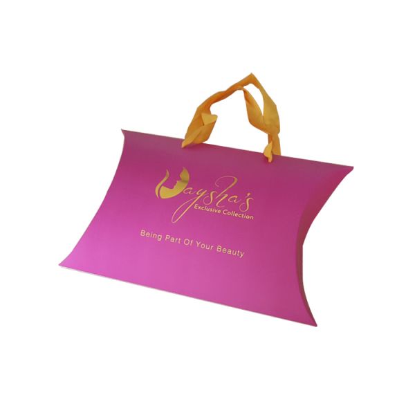 Custom High Quality Gold Stamping Logo Hair Bundle Box Wave Hair Extensions Packaging  Pillow Box