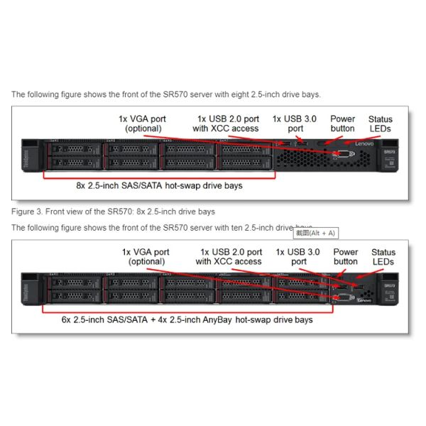 Stock Thinksystem Sr570 1U Xeon Silver 4210R 2.4GHz 16gb Ram 2*1.2tb Sas Rack Tower