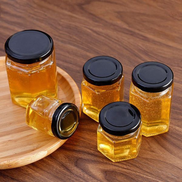 Шестоугольная бутылка из цветного стекла на заказ для сливочного меда 45 мл 180 мл 500 мл 700 мл