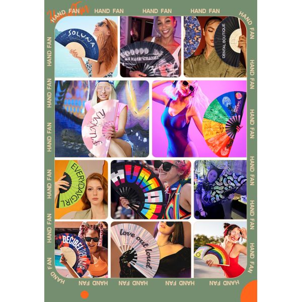 23cm Wooden Bamboo Hand Folding Fan for Wedding Fan Rave Party Folk Art Festival Hand Held Fans