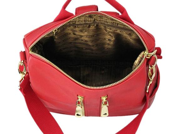 Lightweight Red Womens Backpack Bags Soft Pu Leather With Zipper Pocket