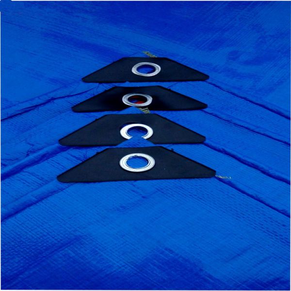 PE tarpaulin blue 150gsm with eyelets and reinforced corner
