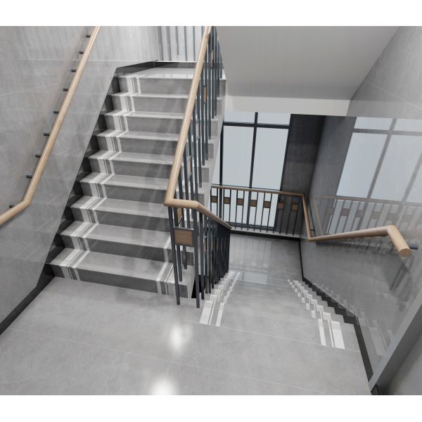 High Glossy Stair Ceramic Tiles Staircase Carrara White Porcelain Tiles