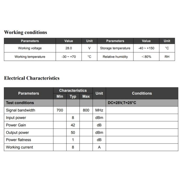 Modulo amplificador de potencia de RF de 100W 700-800MHz Extensor de señal Wifi inalámbrico