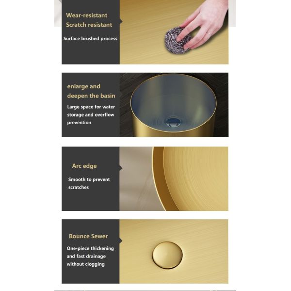 Multi Color Freestanding Stainless Steel Pedestal Sink SUS304 Material Luxury Style