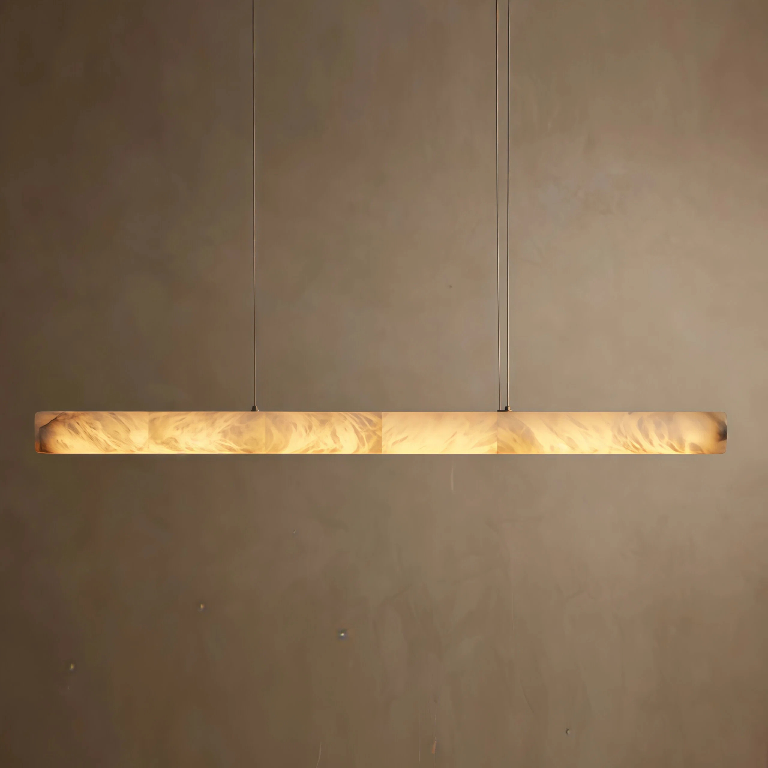 JYLIGHTING Minimalist Long Linear Natural Alabaster Pendant Lamp, Soft Glow Suspension Light for Villa Dining Room and Hospitality Interior Decoration