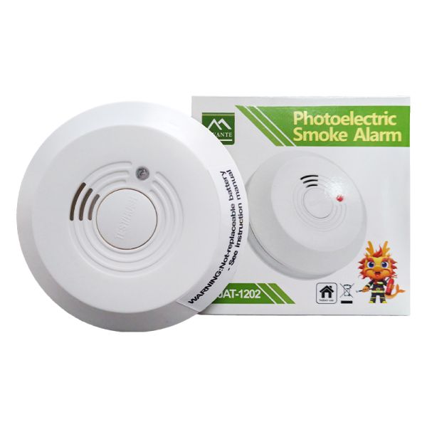 JAT-1202 Photoelectric Smoke Detector, EN14604:2005 Certified Fire Alarm with Built-in Non-Replaceable CR123A Battery, 85dB High Sound Smoke Alarm, Ceiling Mount Fire Safety Sensor for Home Office Hot