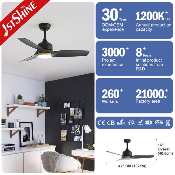 42-Inch Matte Black DC Ceiling Fan with Gold Accent LED Light and Remote Control