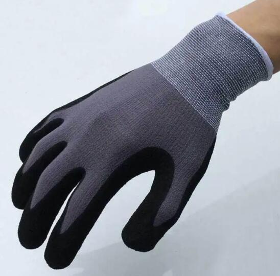 15 Gauge Nylon Spandex Liner With Sandy Nitrile Coated Safety Grip Industrial Safety Work Protection Hand Gloves