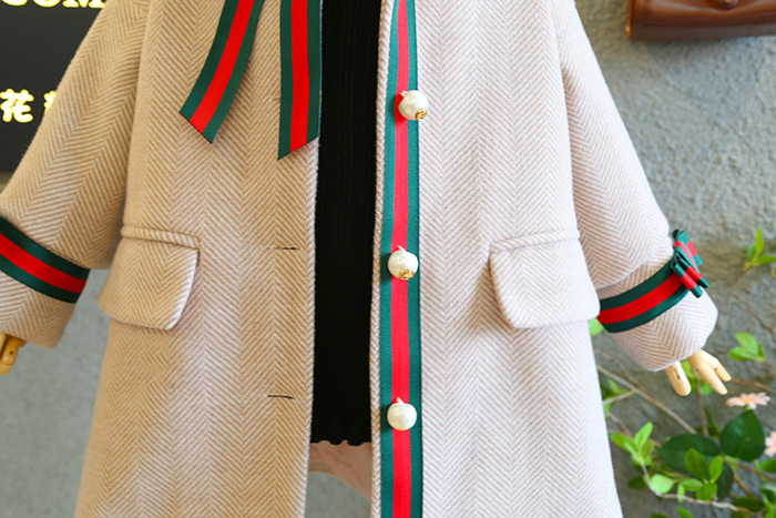 пальто шерстей одежды детей зимы девушек 100cm 39in твердое винтажное розовое