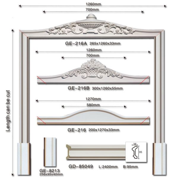 GE-216 Hot Sale Easy To Install Bedroom Pu Window Moulding