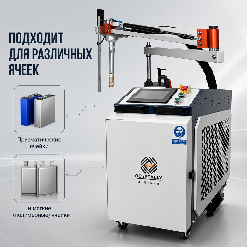 Cantilever Laser Spot Welder, Compatible with Prismatic and Pouch Lithium‑ion Battery Cells