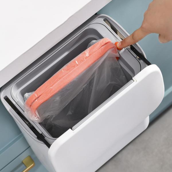 Household Kitchen Perforation-free Non-trace Plastic Wall Hanging Sliding Lid Can Be Hung Paper Basket Trash Recycling Bin