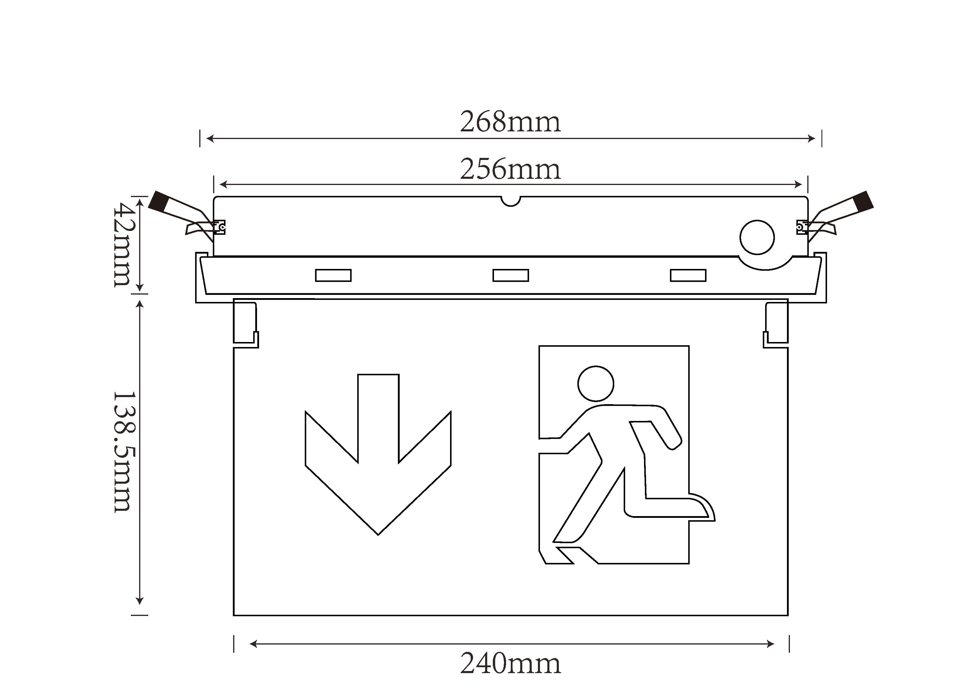 Ceiling Recessed Emergency Exit Sign Light with Ni-Cd Battery IP65 Rated and 5730 SMD LED