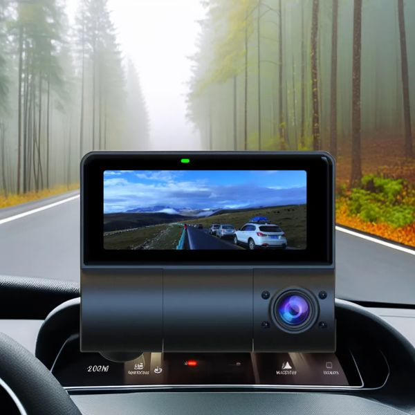 1080P Full HD Автомобильная камера DVR 3 объектива Заднее зеркало Водительский рекордер 170 Широкоугольный
