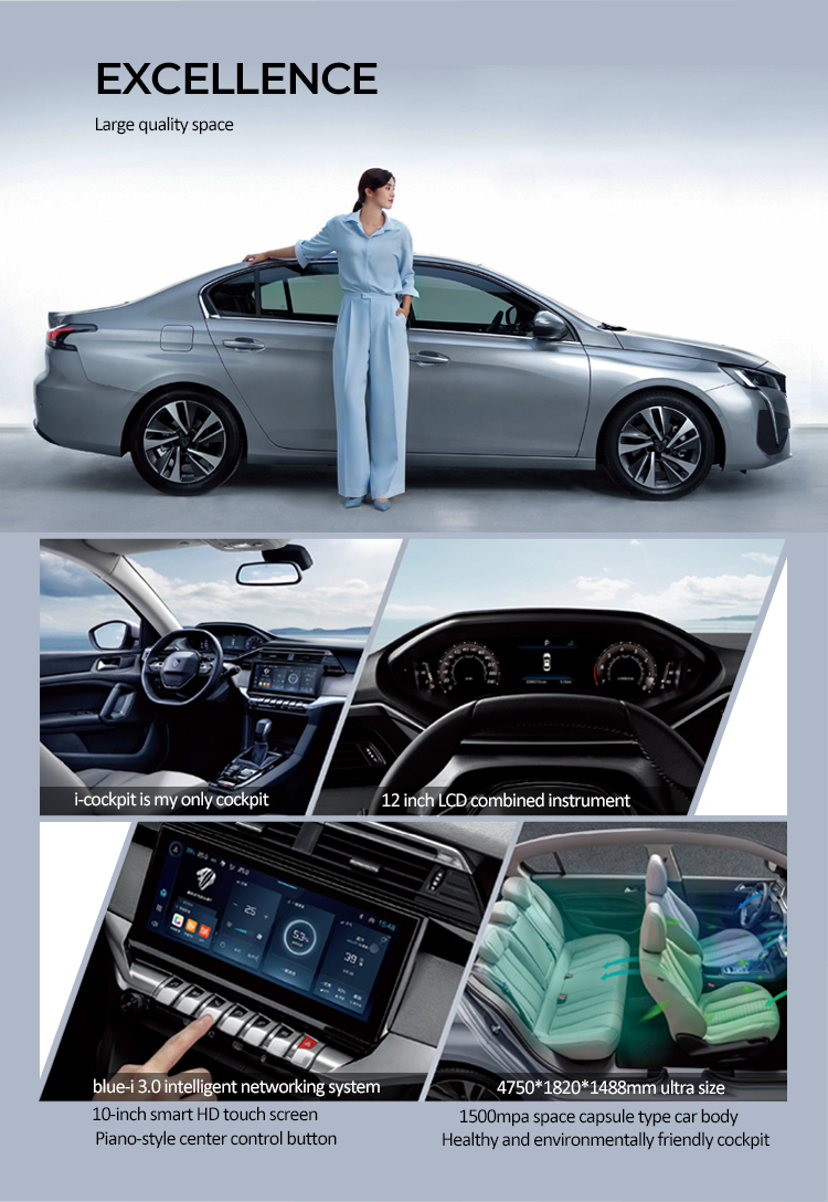 French Peugeot China Dongfeng Peugeot 408 Max 225km/H Petrol Car 5 Seater