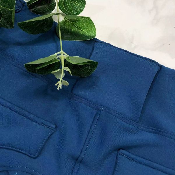 Breathable Horse Riding Pants With Pocket Blue Equestrian Brushed