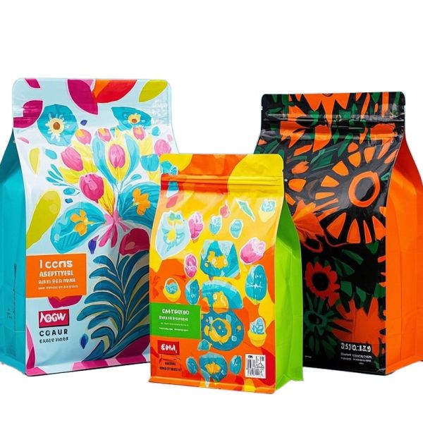 Customized Leak Proof Food Grade Square Bottom Tea Coffee Beans Packaging Pouch Bags PET/VMPET/PE Heat Seal Resealable Aluminum