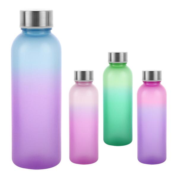 500ml Plastic Space Cup Large Capacity Simple Design Color-changing Cup Stainless Steel Lid