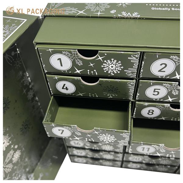 XL Packaging Custom Packaging Box Factory Customized 24 Drawer Advent Calendar Gift Box Packaging Hot Coffee Bag Chocolate Bag