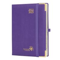 Planificateur scolaire tout d'unité centrale de FSC de livre à couverture dure pourpre de couverture à un ordre du jour