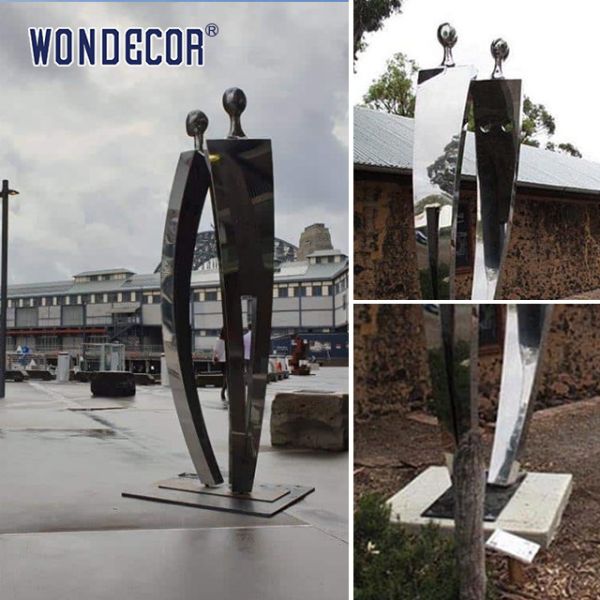 Outdoor Garden Geometry Metal Art Abstract Couple Stainless Steel Sculpture