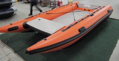 Light Weight Catamaran Pontoon Boat , 430 Cm Inflatable Catamaran Deck Boat