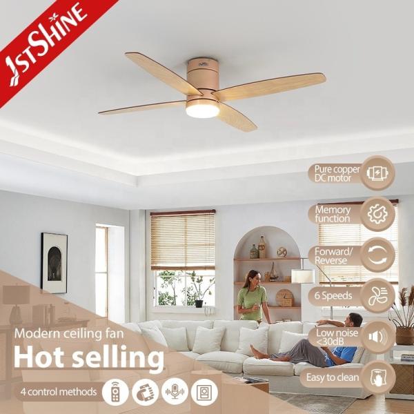Ventilador de teto LED de 4 lâminas para interiores com iluminação apagável de 110-230V a comando remoto