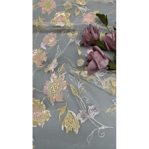 Embroiderey Lace Fabric Beaded Sequin Floral Elegant And Breathe Luxury Occasion Fabric