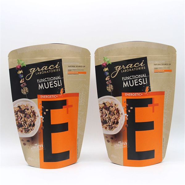 Resealable Kraft Stand Up Pouches Gravure Printed 4oz Brown Paper Coffee Bags