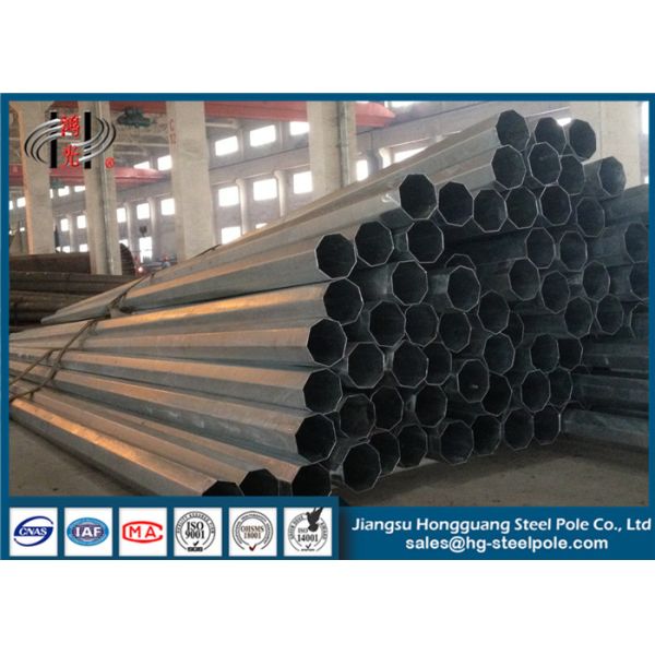 Hot Dip Galvanized Octagonal Steel Tubular Pole , Power Transmission Poles