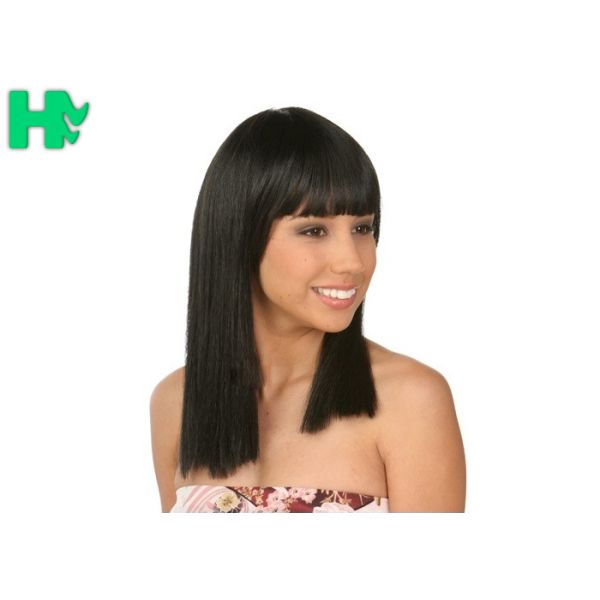 Straight Full Head Synthetic Hair Wigs For Women with Natural Black Color