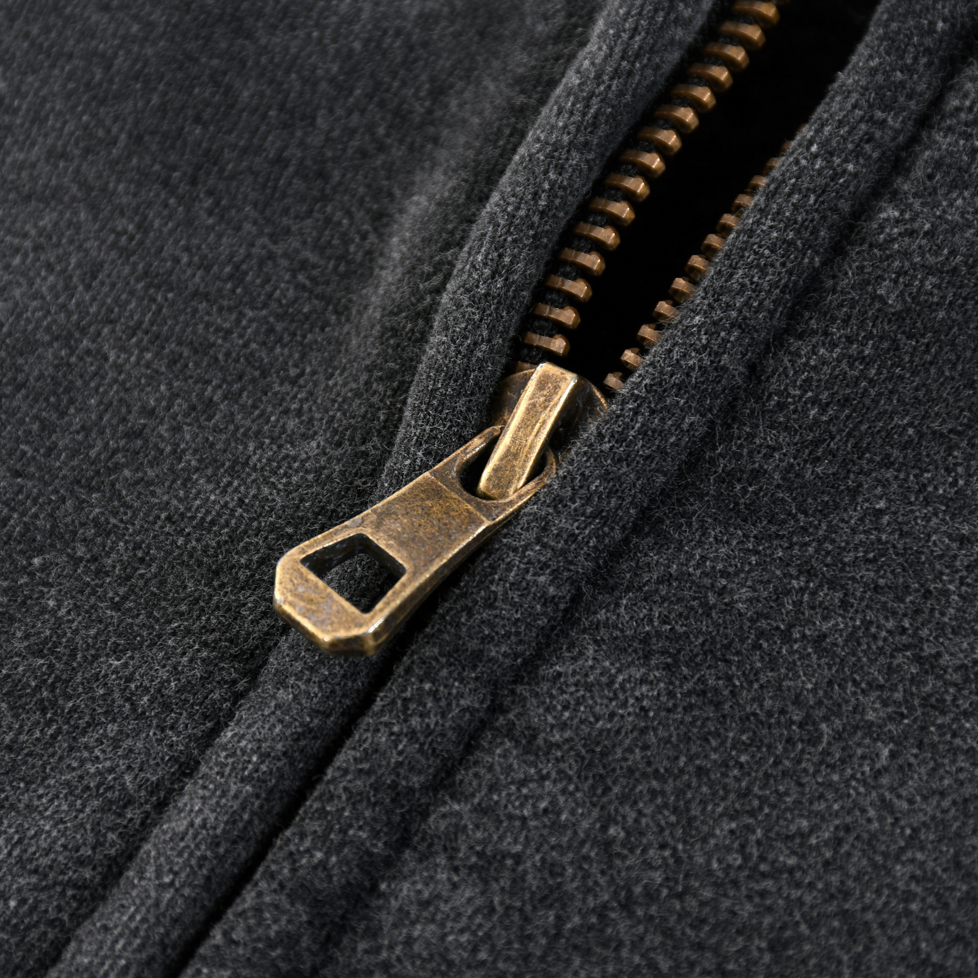 Men’s Vintage Washed Cotton Zip-Up Jacket 355G Casual Streetwear Fleece Lined Bomber