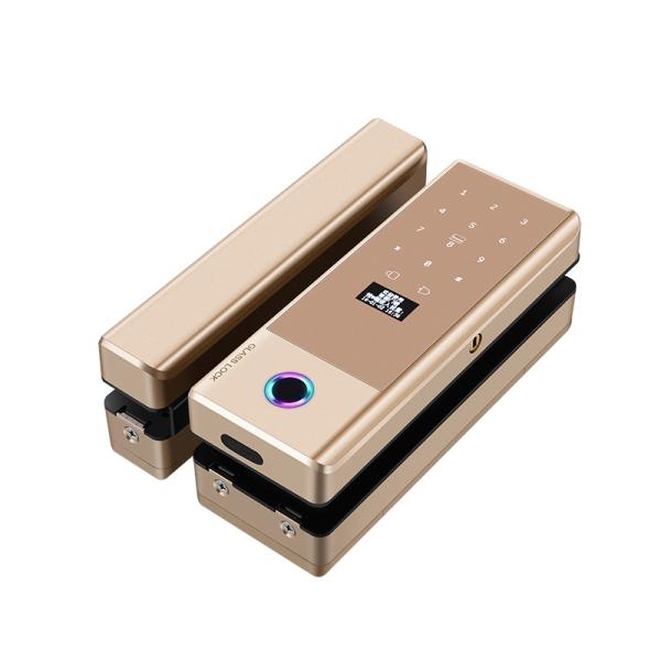 ABS Plastic Sliding Glass Door Wifi Lock Golden Color OEM Emergency Power
