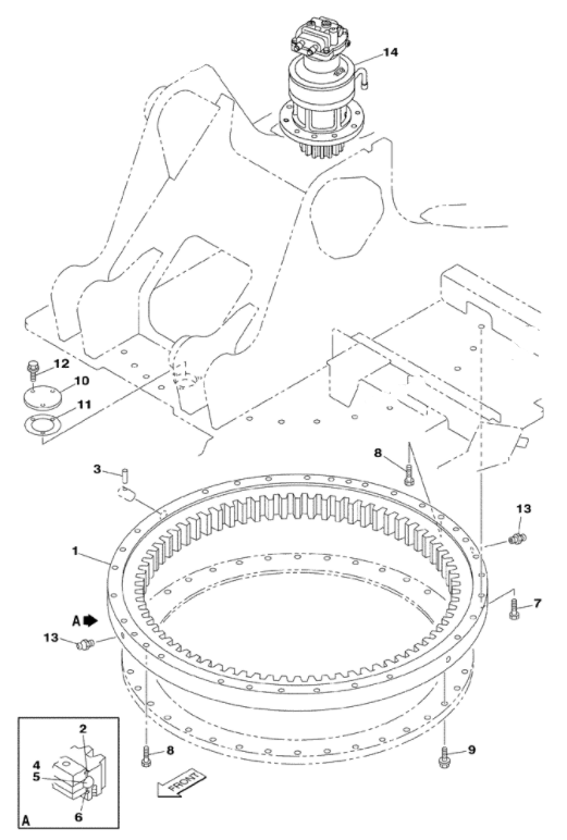 Large Diameter Double Row Slewing Bearing KRB10160 For Excavator CX210