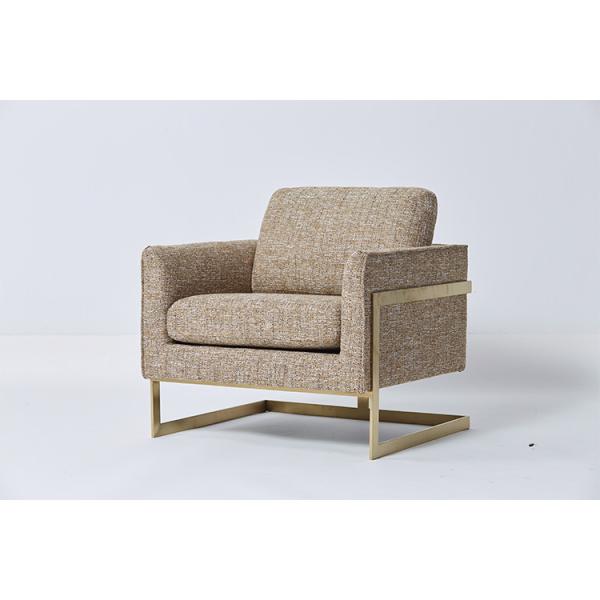 Natural Linen Material Fabric Brown Color Sofas For Small Spaces , Long Life