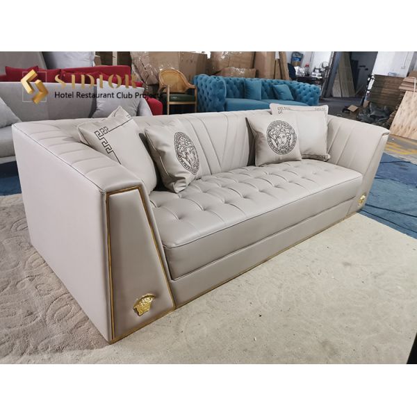 Leisure sofa, Lobby Sofa, Hotel Sofa, Villa Sofa, PU Leather Upholstery, High Density Foam, Stainless Steel Base