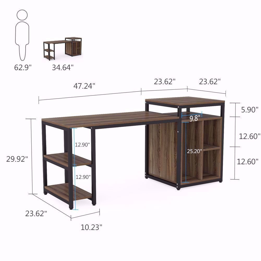 Commercial Soho Home Office Desk with Book Shelves Modern Furniture Metal and Wood