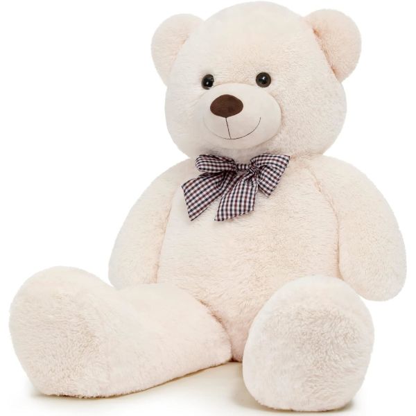 Misscindy Géant Teddy Bear Plush animaux fourrés pour la petite amie ou les enfants 47 pouces, (Blanc)