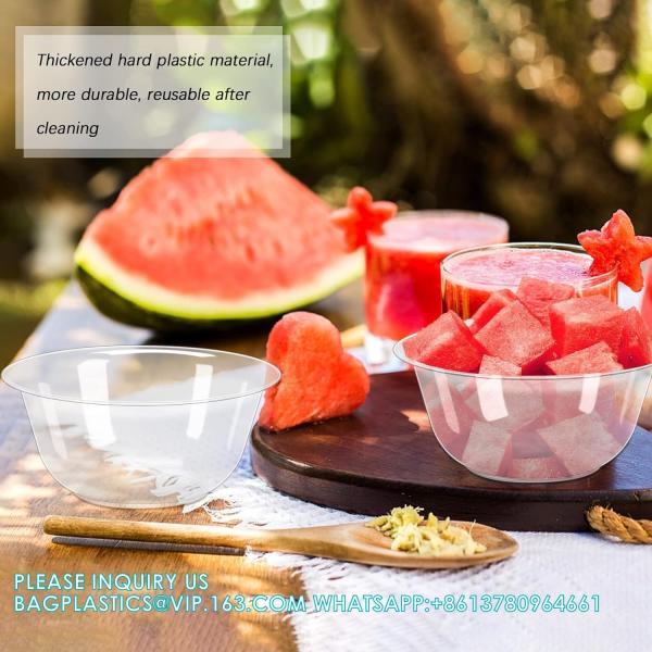 12oz 9oz 6oz Hard Plastic Bowls, Clear Salad Bowl Disposable Soup Ice Cream Candy Serving Bowls Wedding Birthday