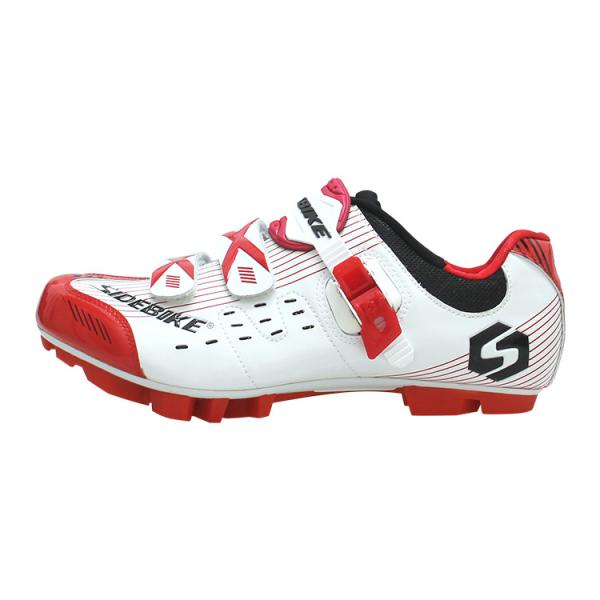Red And White Mountain Cycling Shoes Geometry Design Body High Pressure Resistance