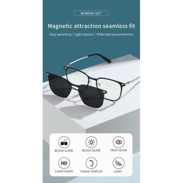 Поляризовыванный магнитный зажим на рамке металла стекел чтения солнечных очков Unisex