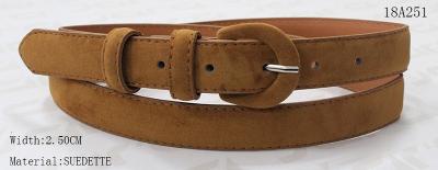 Fake Suede Womens Leather Belt With Elegant PU Covered Buckle In Tan Color