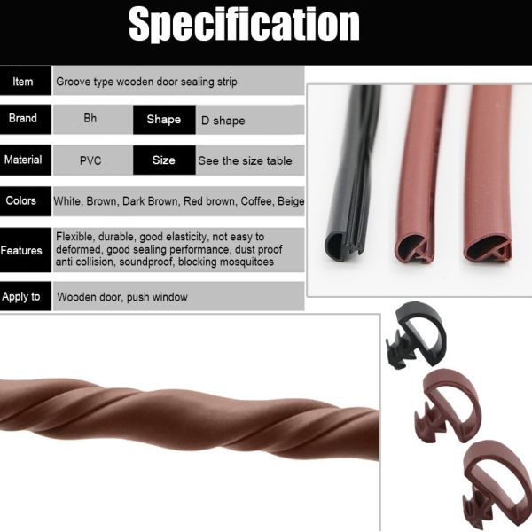 Экструзионная резиновая пленка для деревянных дверей и оконных рамок из ПВХ TPE Силикон D 12x6x4 мм