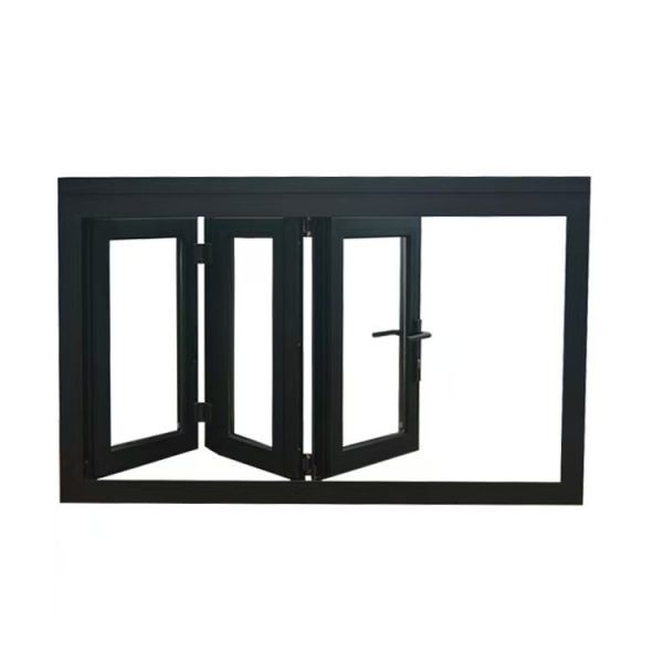 Black  Aluminium Bifold Windows Vertical Living Room Interior Soundproof Windows