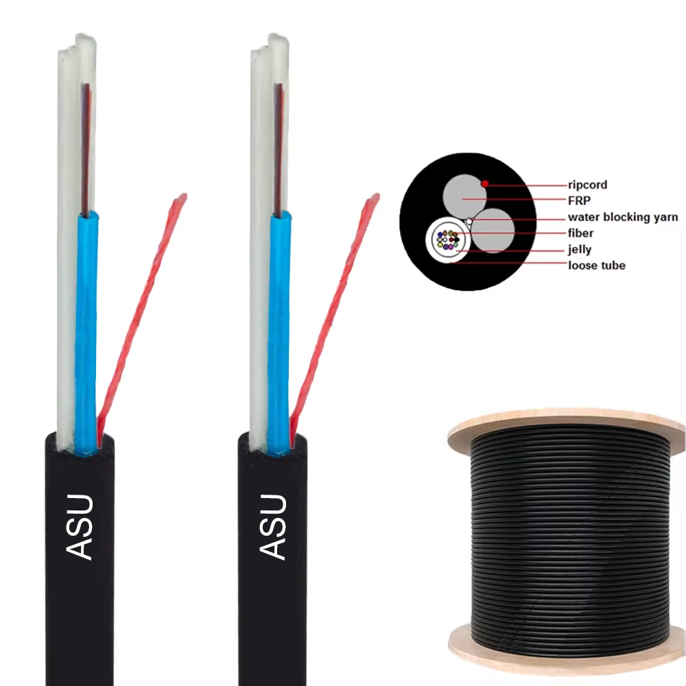 Aerial Self-Supported ASU Mini ADSS 12 Core Fiber Optic Cable Span 80m 100m Manufacturer